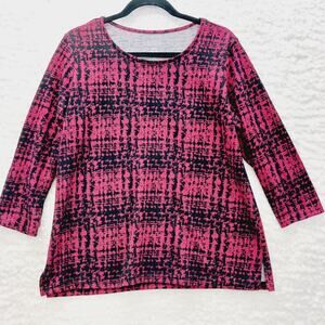T-Shirt Women Top Stylized Buffalo Plaid Knit Punk Urban Grungecore Cozy Size L
